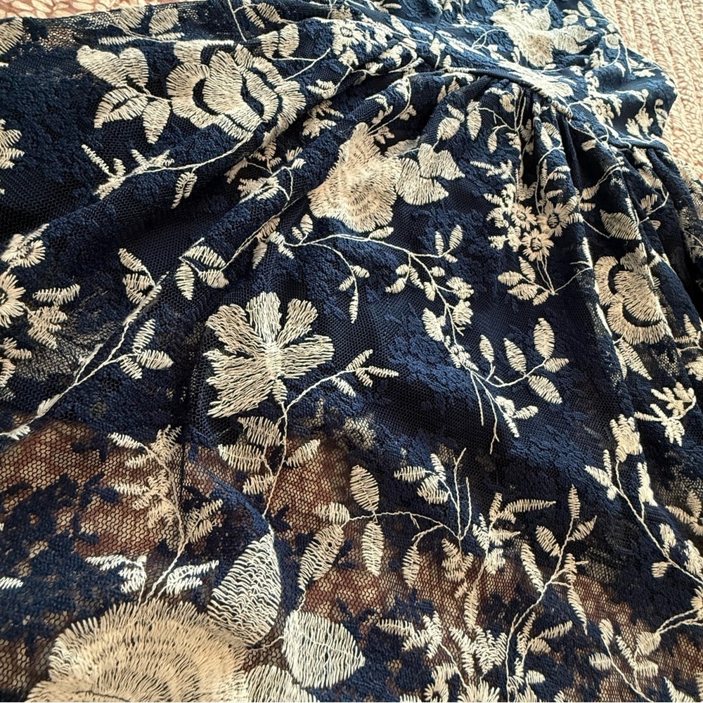 Altar'd State Navy and White Floral Midi Dress - Picture 2 of 6